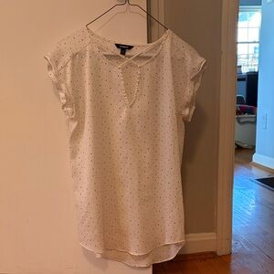 Express White Blouse with Black Dots